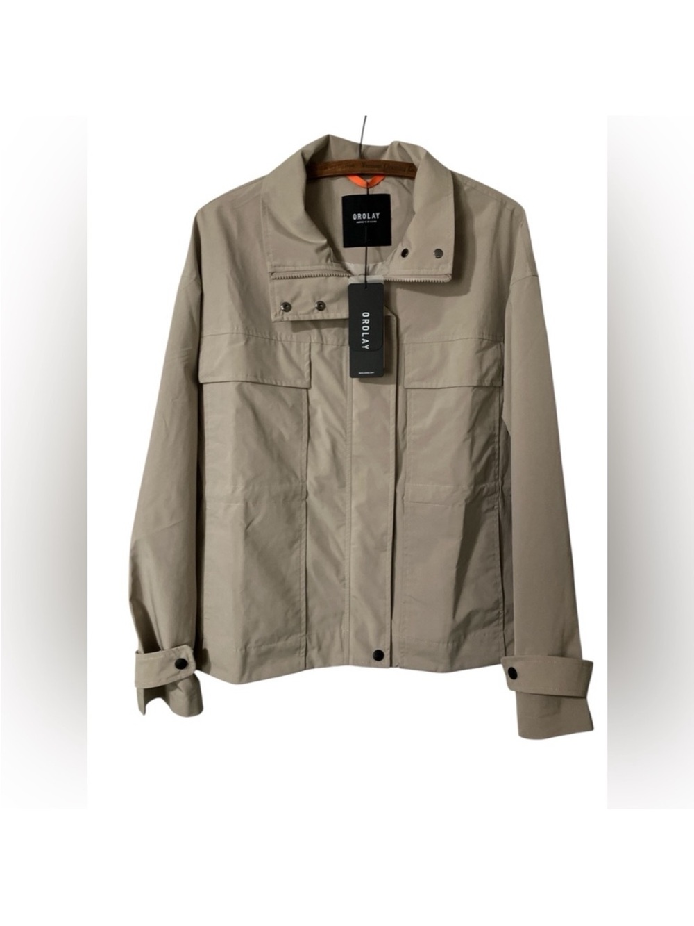 Orolay lightweight stand up collar beige jacket new with tags size large